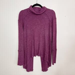 Free People Split Back Turtleneck Plum Purple Small S Long Sleeve Cotton Blend